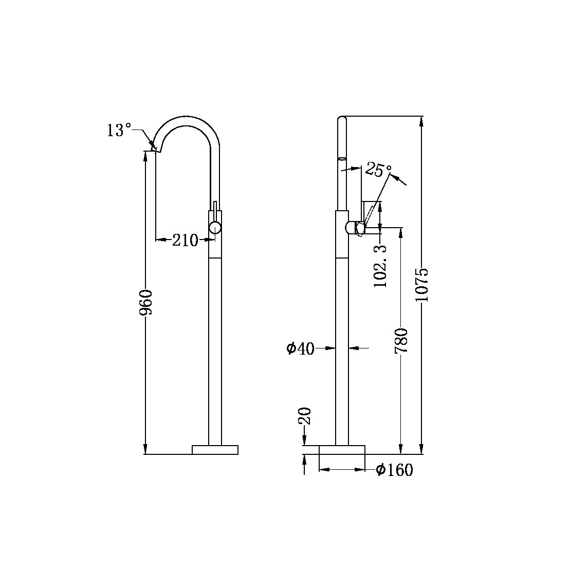 DOLCE/MECCA FREESTANDING BATH MIXER GUN METAL (NR210903a01GM)