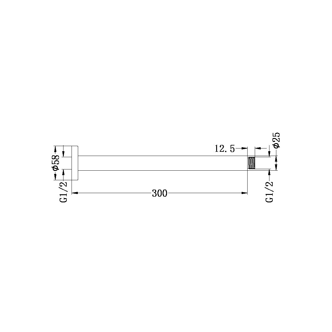 ROUND CEILING ARM 300MM MATTE WHITE (NR503300MW)