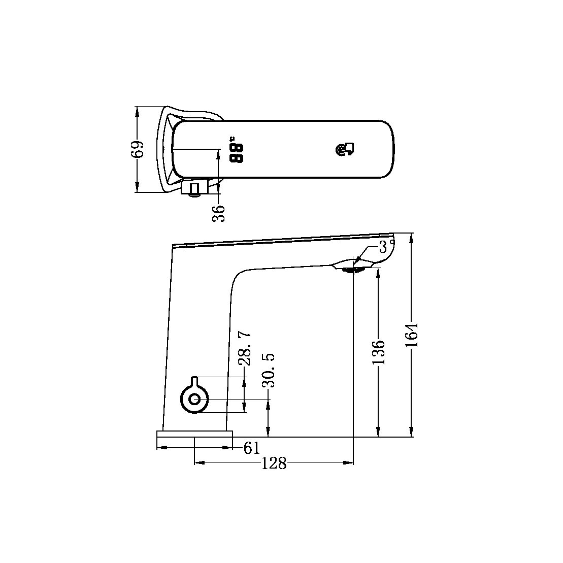 CLAUDIA SENSOR MIXER BRUSHED BRONZE (NR222101BZ)