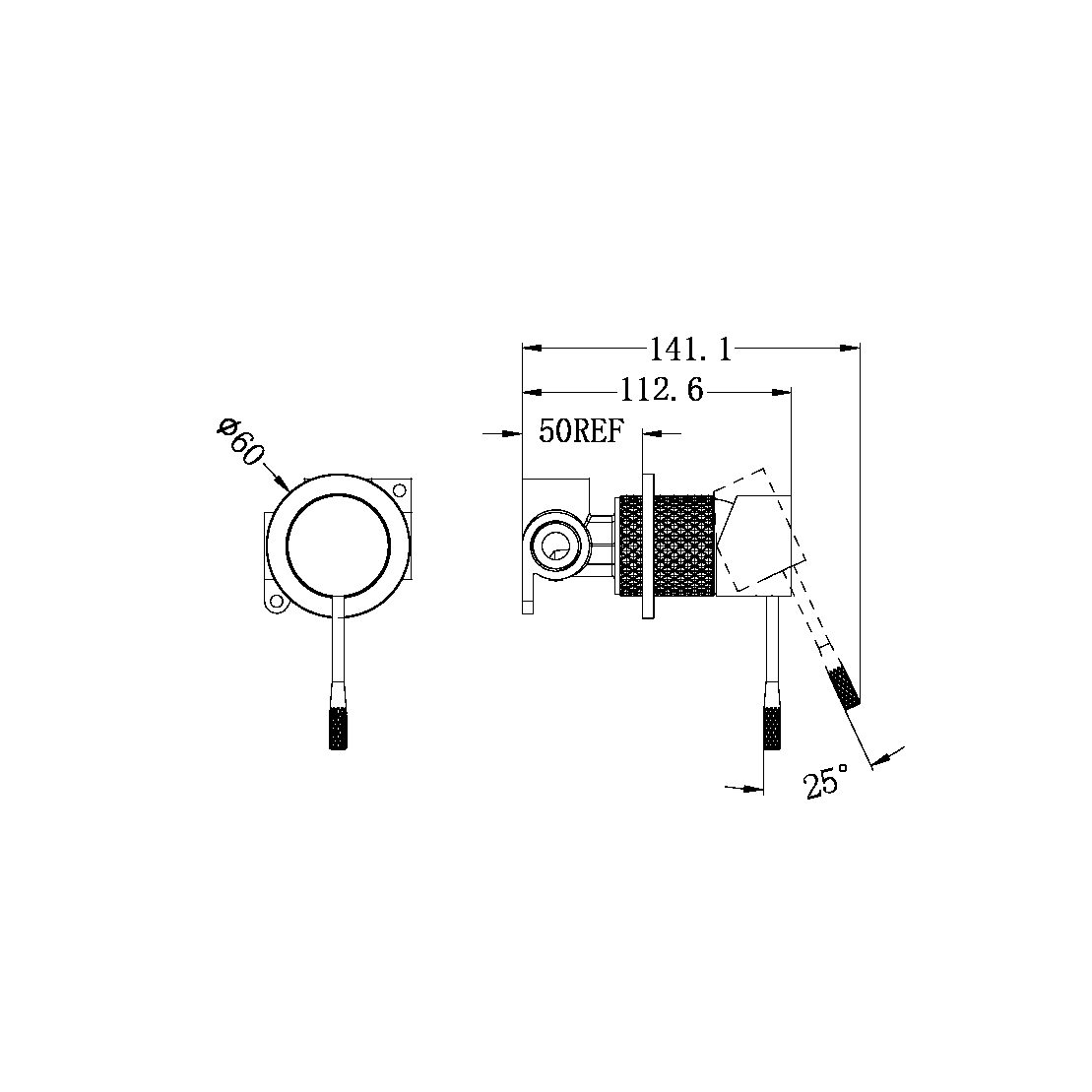 OPAL SHOWER MIXER WITH 60MM PLATE GRAPHITE (NR251909hGR)