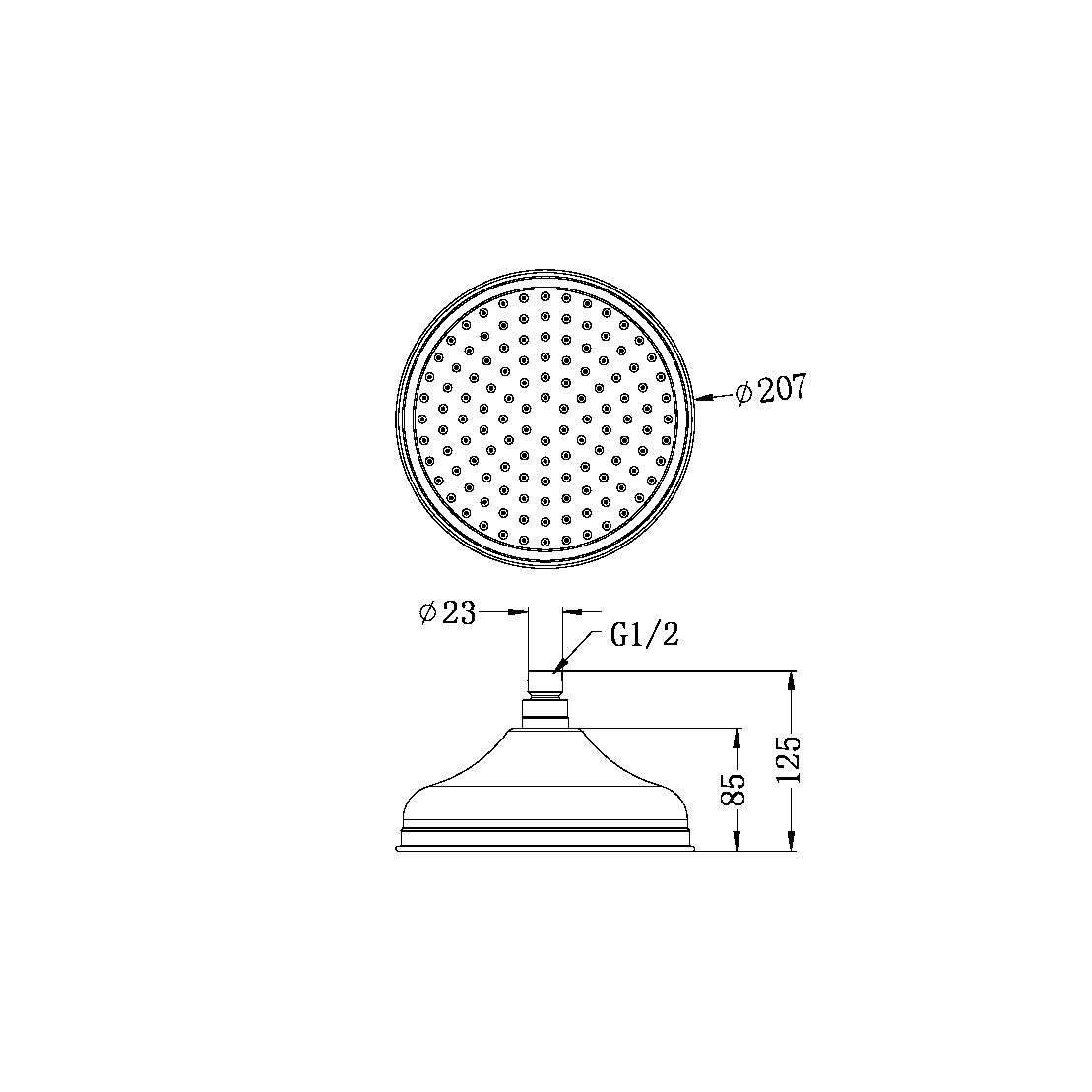 YORK 200MM SHOWER HEAD MATTE BLACK (NR508094MB)