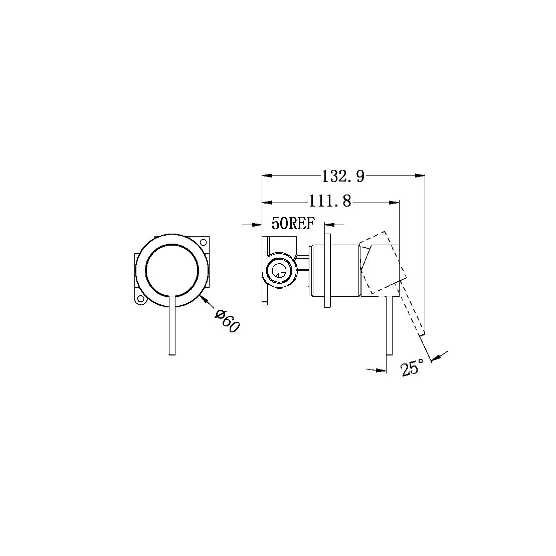 MECCA VALVE KIT SINGLE HANDLE SHOWER VALVE BODY REPLACEMENT SINGLE FUNCTION ROUGH-IN VALVE WITH 60MM PLATE MATTE WHITE (NR221911hMW)