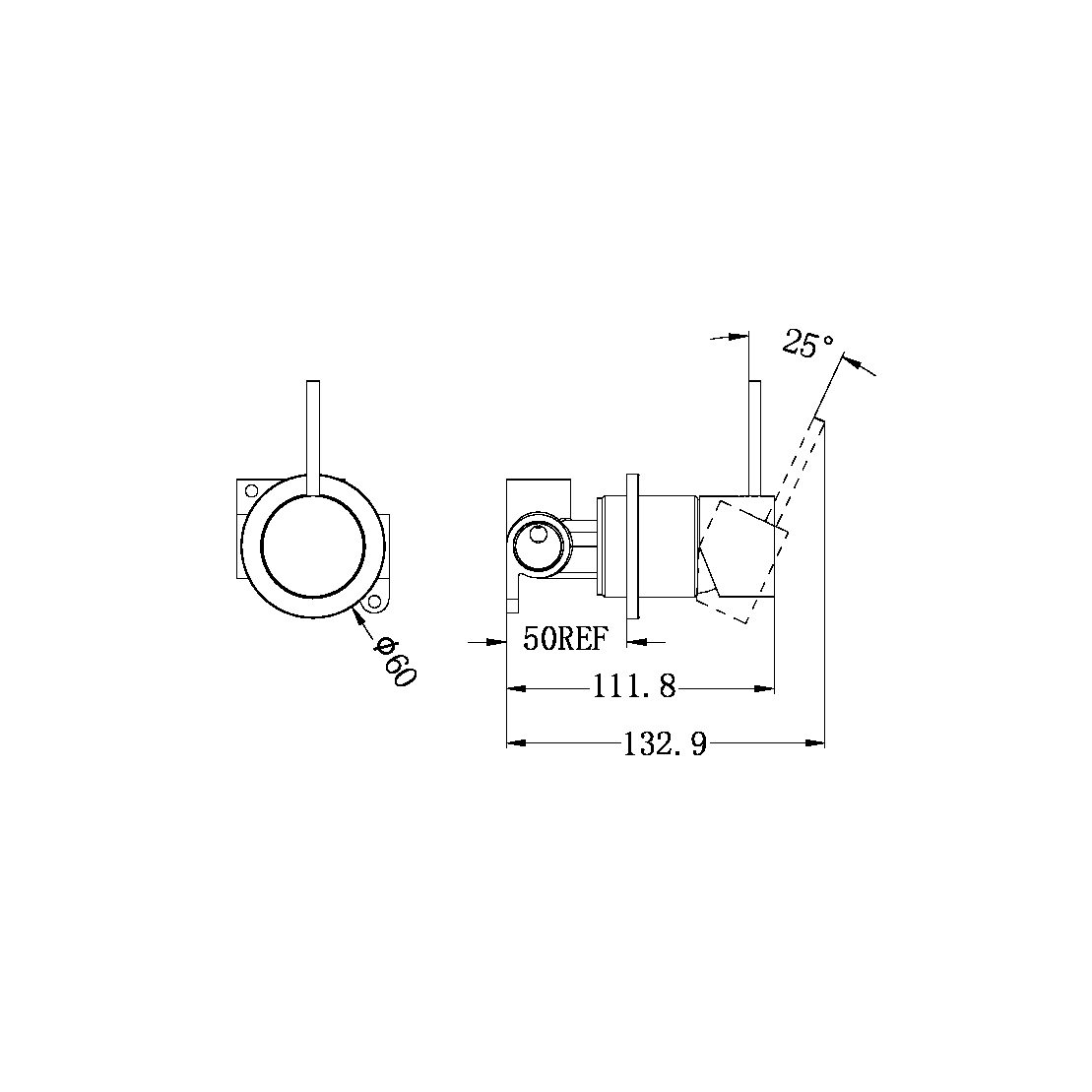 MECCA SHOWER MIXER VALVE KIT SINGLE HANDLE SHOWER VALVE BODY REPLACEMENT WITH 60MM PLATE HANDLE UP CHROME (NR221911jCH)