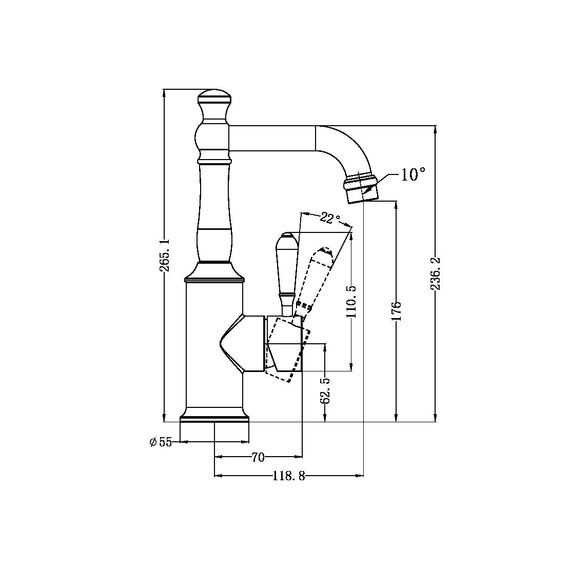 York Basin Mixer With Metal Lever Mixer Tap Faucet Single Handle Bathroom Faucet Polished Nickel (NR69210102PN)