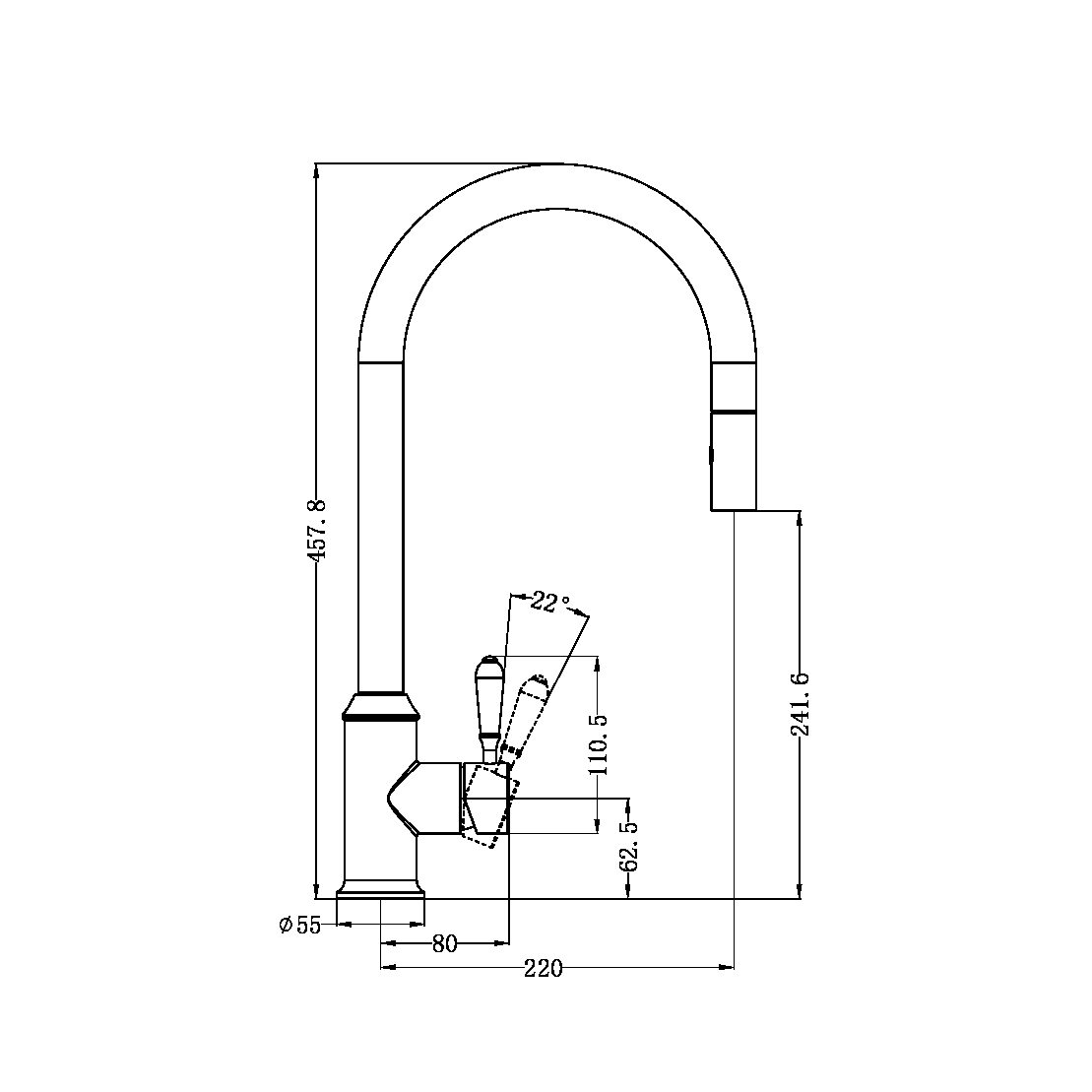 YORK PULL OUT SINK MIXER WITH VEGIE SPRAY FUNCTION WITH METAL LEVER AGED BRASS (NR69210802AB)