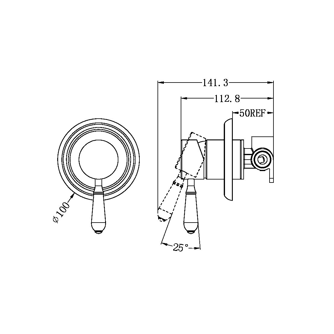 YORK SHOWER MIXER WITH WHITE PORCELAIN LEVER MATTE BLACK (NR69210901MB)