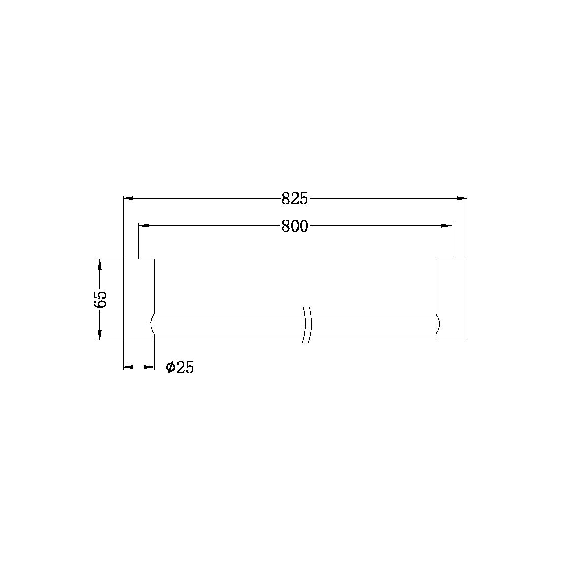 NEW MECCA SINGLE TOWEL RAIL 800MM BRUSHED GOLD (NR2330BG)