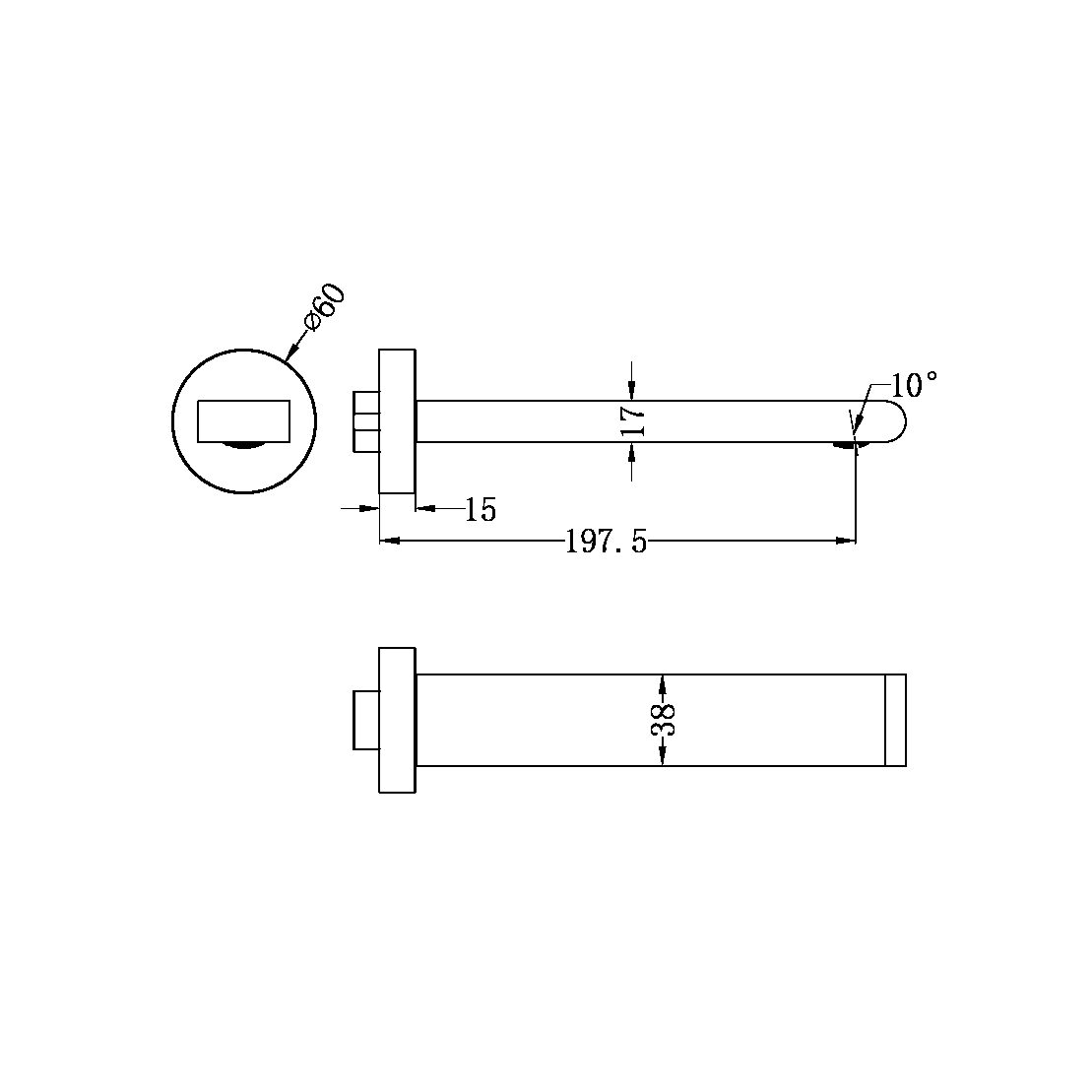BIANCA FIXED BATH SPOUT 200MM BRUSHED BRONZE (NR321503BZ)
