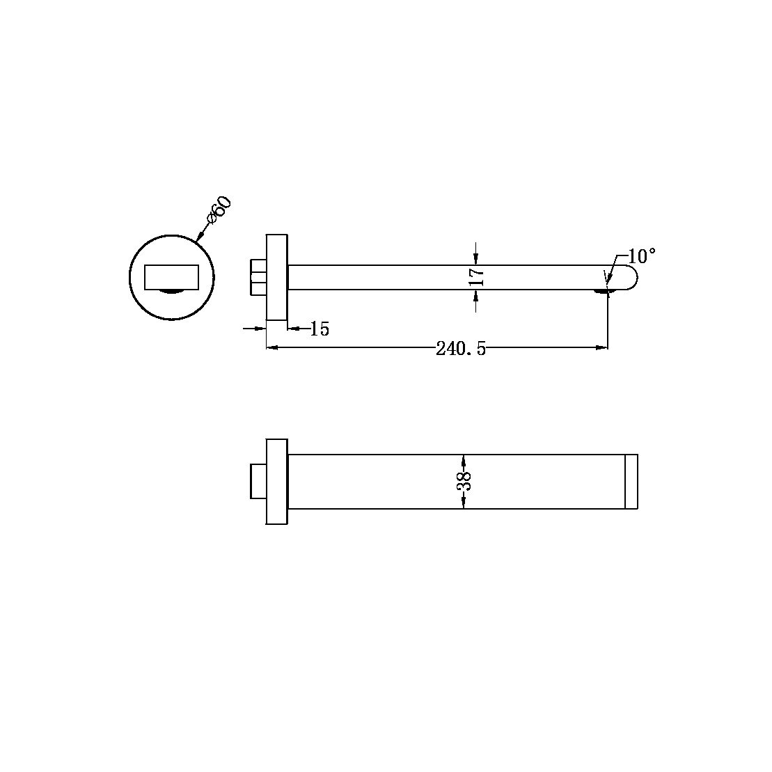 BIANCA FIXED BATH SPOUT 240MM BRUSHED BRONZE (NR321503BBZ)