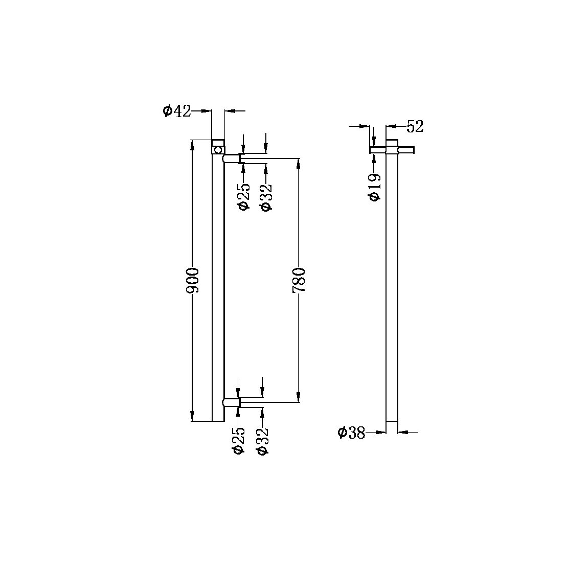 HEATED VERTICAL TOWEL RAIL BRUSHED GOLD (NRV900HBG)