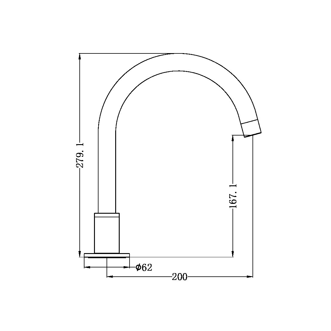 KARA HOB MOUNT BATH SPOUT ONLY G1/2 FEMALE INLET BRUSHED GOLD  (NR211703bBG)