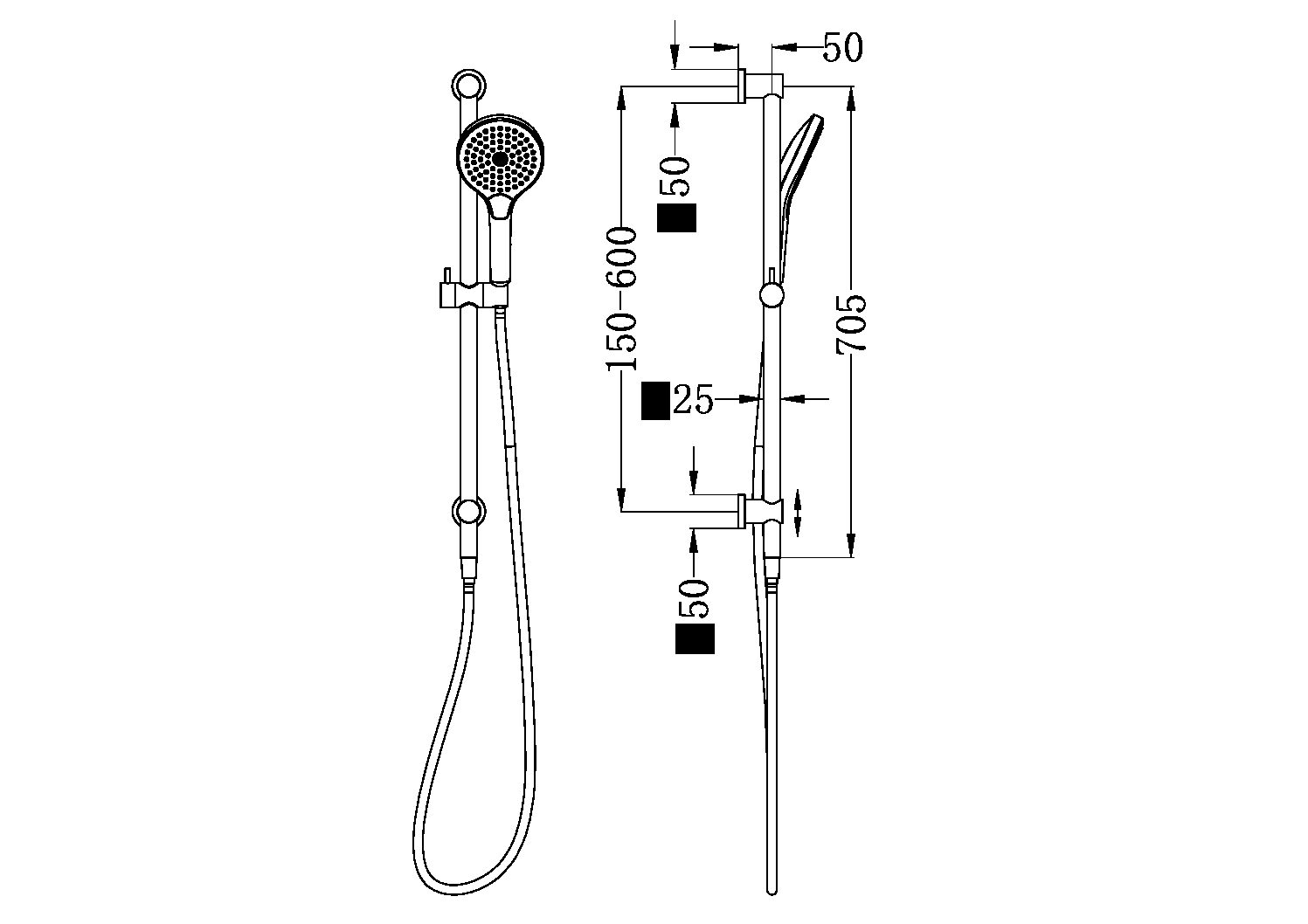 MECCA SHOWER RAIL WITH AIR SHOWER II CHROME (NR221905gCH)