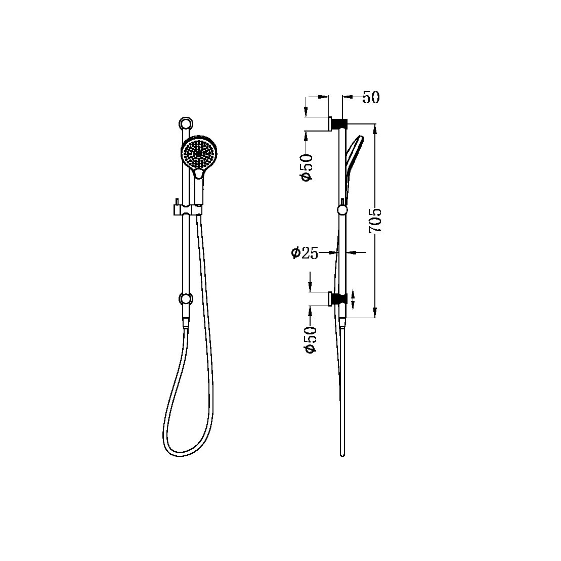 OPAL SHOWER RAIL WITH AIR SHOWER II BRUSHED NICKEL (NR251905gBN)