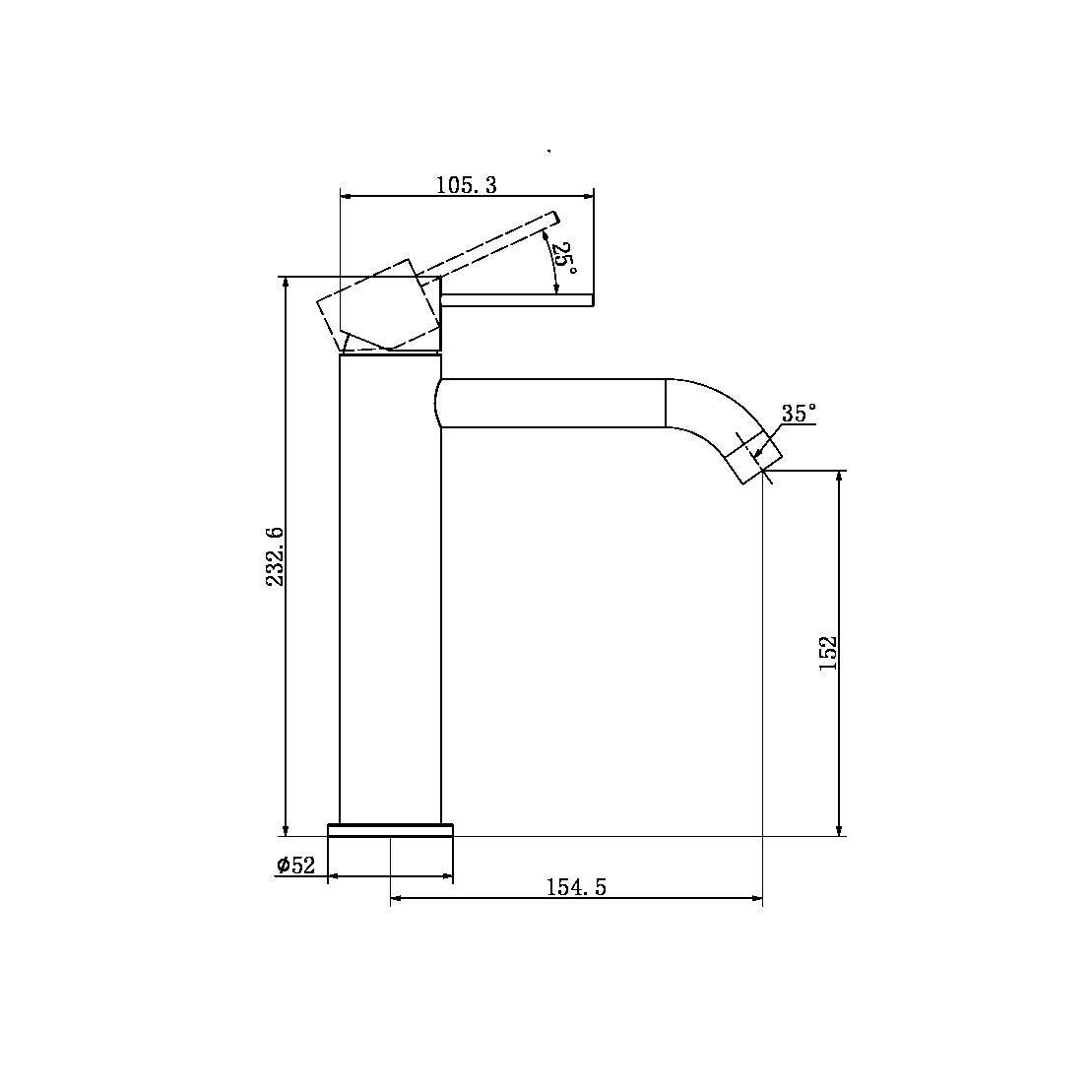 MECCA MID TALL BASIN MIXER MATTE WHITE (NR221901eMW)