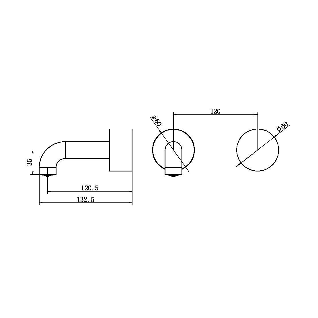KARA PROGRESSIVE WALL BASIN/BATH SET 120/160/185/230/260MM SPOUT BRUSHED BRONZE (NR271907a120/160/185/230/260 BZ)