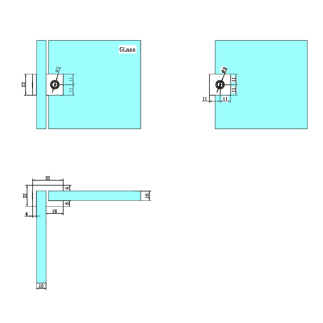 OVER-PANEL GLASS TO GLASS FITTING 10MM GLASS GUN METAL (NRSH201GM)