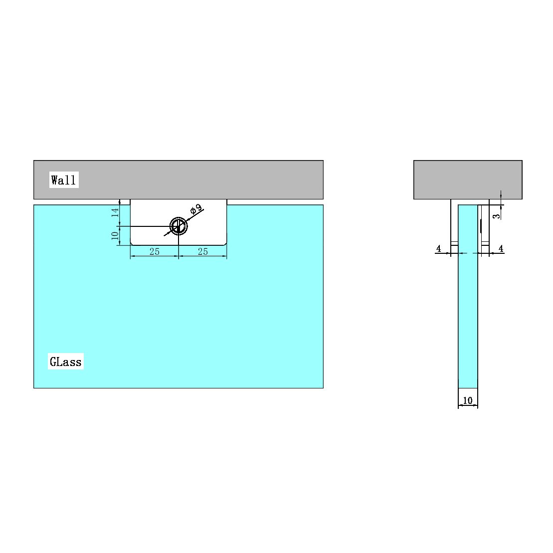 SHOWER U BRACKET 10MM GLASS GUN METAL (NRSH203GM)