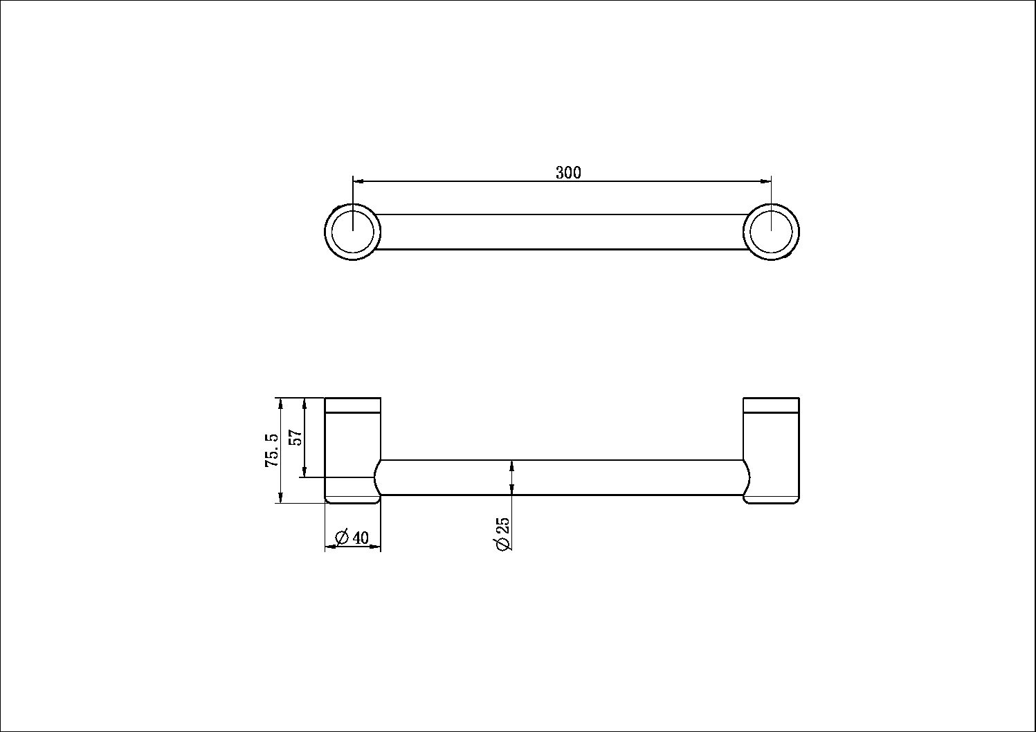 MECCA CARE 25MM GRAB RAIL 300MM GUN METAL (NRCR2512GM)