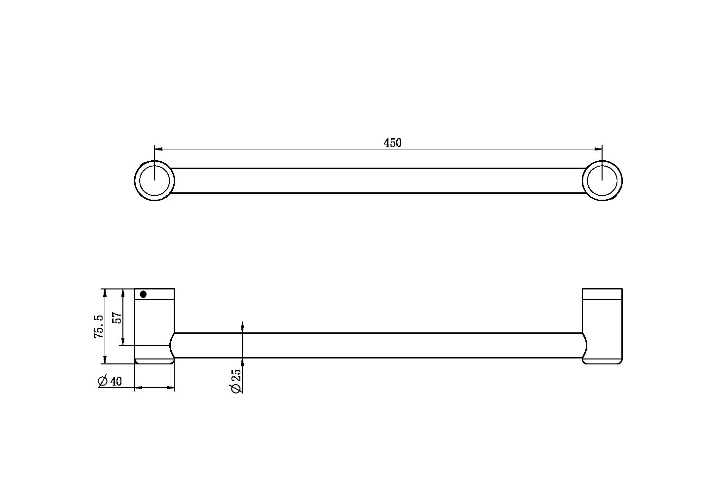 MECCA CARE 25MM GRAB RAIL 450MM BRUSHED NICKEL (NRCR2518BN)