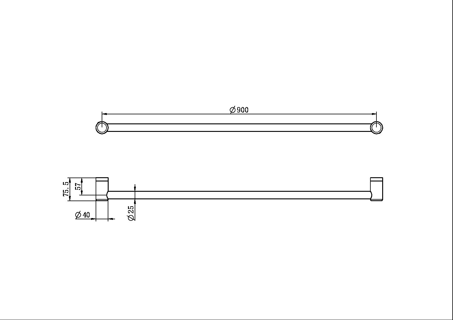 MECCA CARE 25MM GRAB RAIL 900MM GUN METAL (NRCR2530GM)
