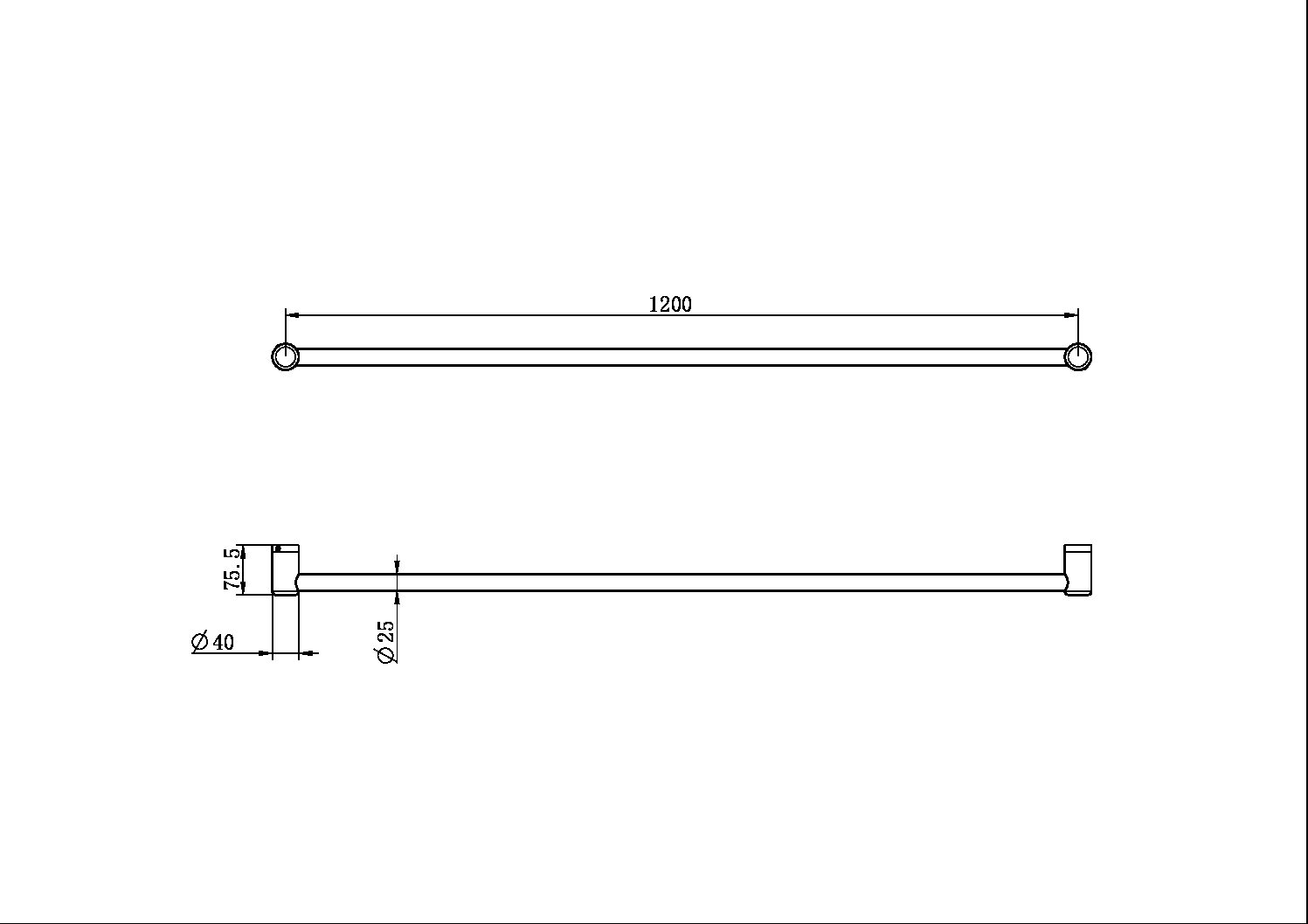 MECCA CARE 25MM GRAB RAIL 1200MM GUN METAL (NRCR2548GM)
