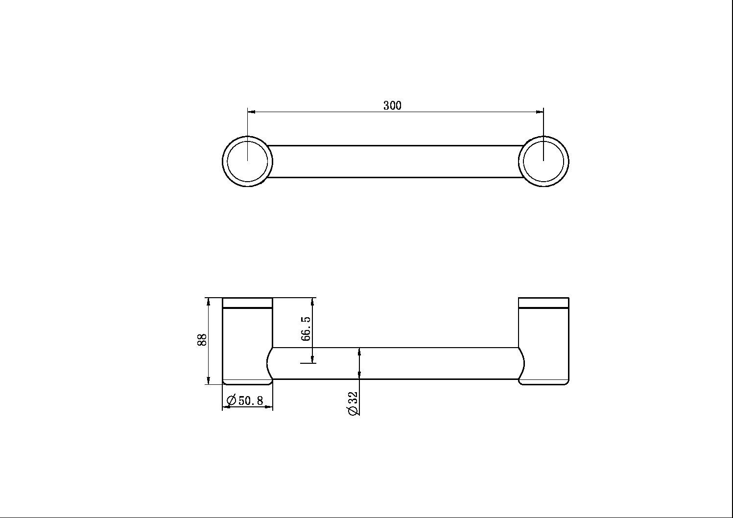 MECCA CARE 32MM GRAB RAIL 300MM GUN METAL (NRCR3212GM)