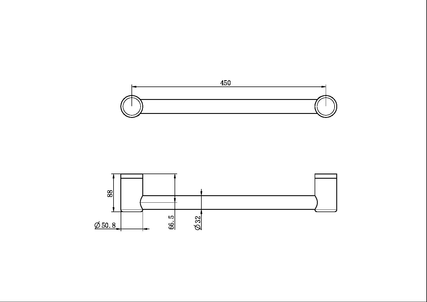 MECCA CARE 32MM GRAB RAIL 450MM GUN METAL (NRCR3218GM)