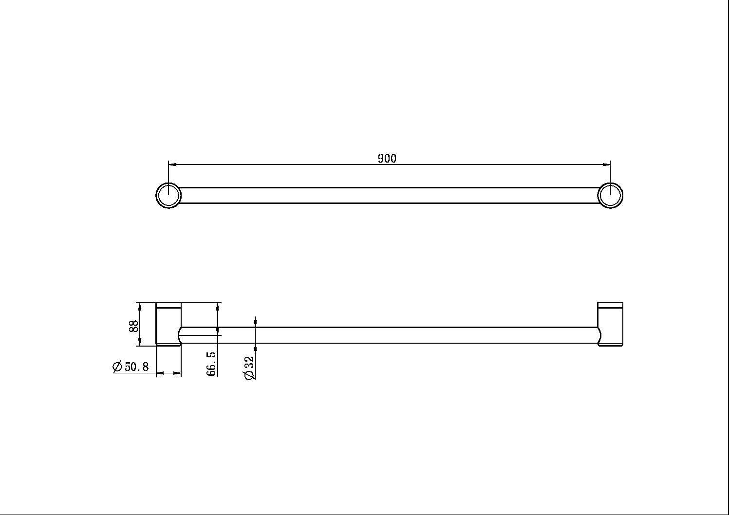 MECCA CARE 32MM GRAB RAIL 900MM GUN METAL (NRCR3230GM)