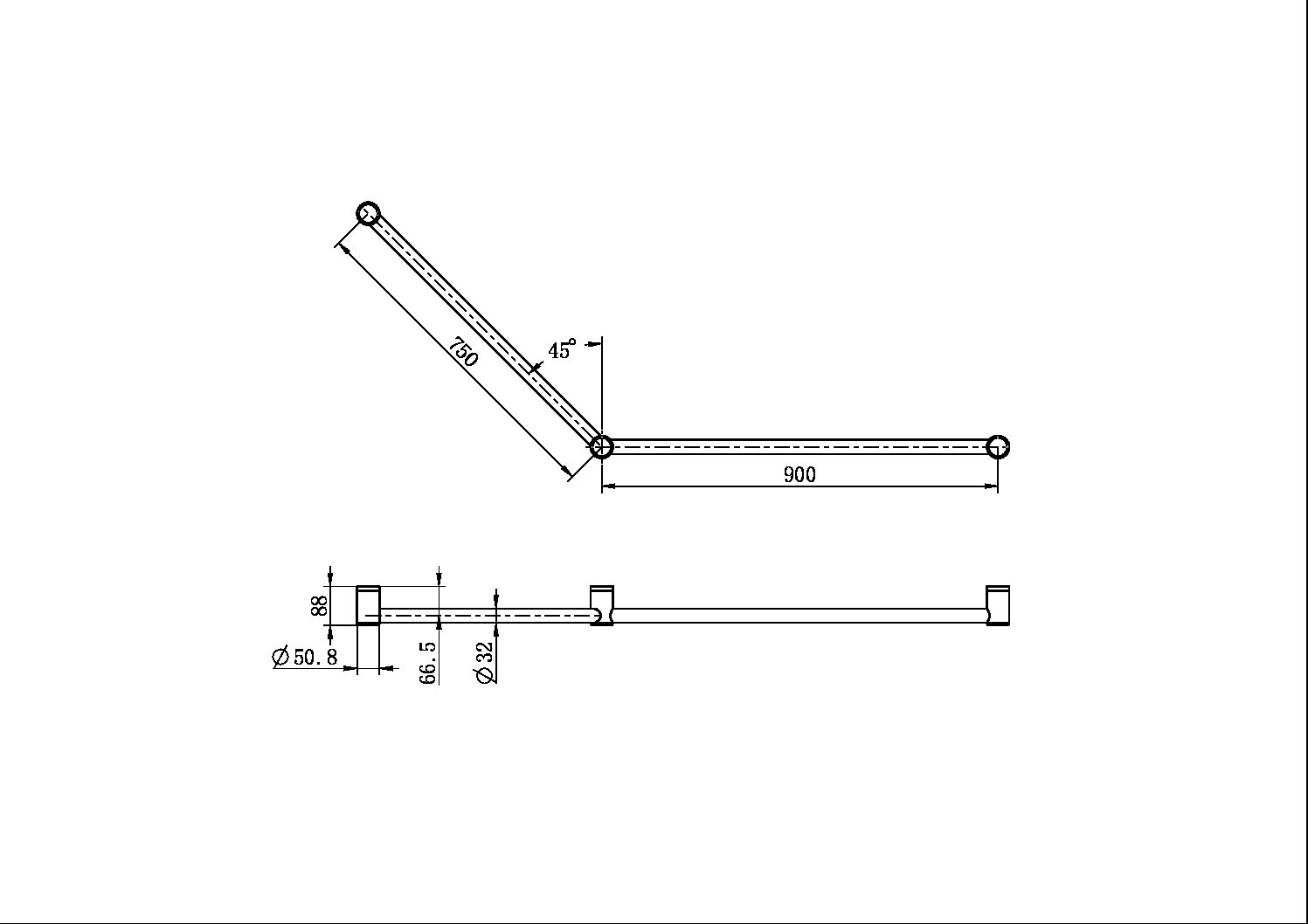 MECCA CARE 32MM DDA GRAB RAIL SET 45 DEGREE 750X900MM GUN METAL (NRCR3245GM)