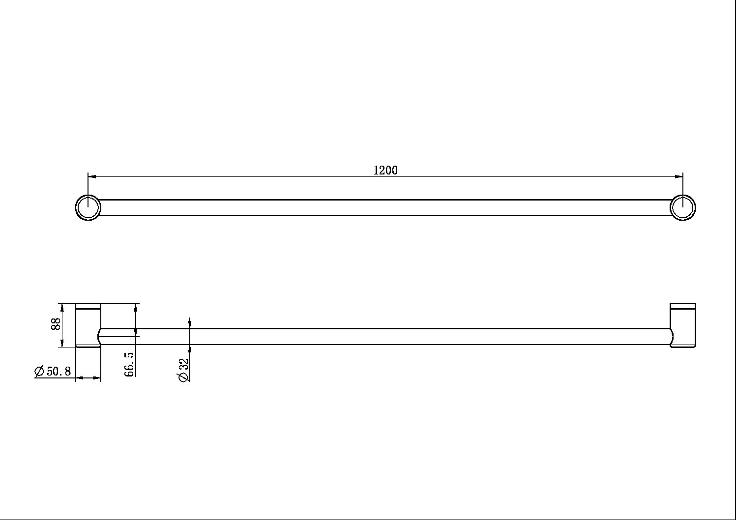MECCA CARE 32MM GRAB RAIL 1200MM GUN METAL (NRCR3248GM)