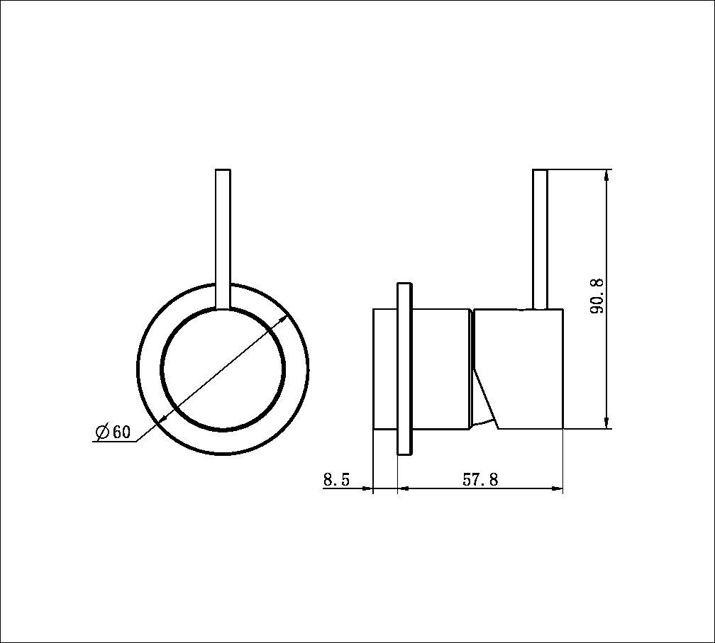 MECCA SHOWER MIXER HANDLE UP 60MM PLATE TRIM KITS ONLY CHROME (NR221911jtCH)