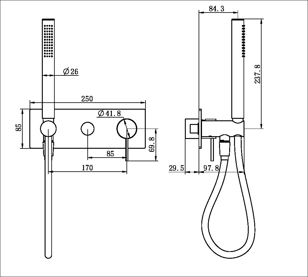 MECCA SHOWER MIXER DIVERTOR SYSTERM TRIM KITS ONLY CHROME (NR221912etCH)