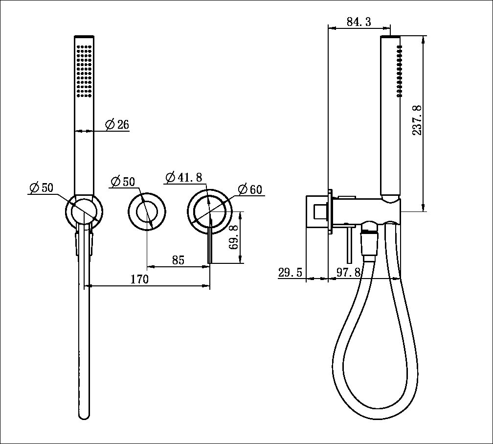 MECCA SHOWER MIXER DIVERTOR SYSTERM SEPARATE BACK PLATE TRIM KITS ONLY MATTE BLACK (NR221912ftMB)