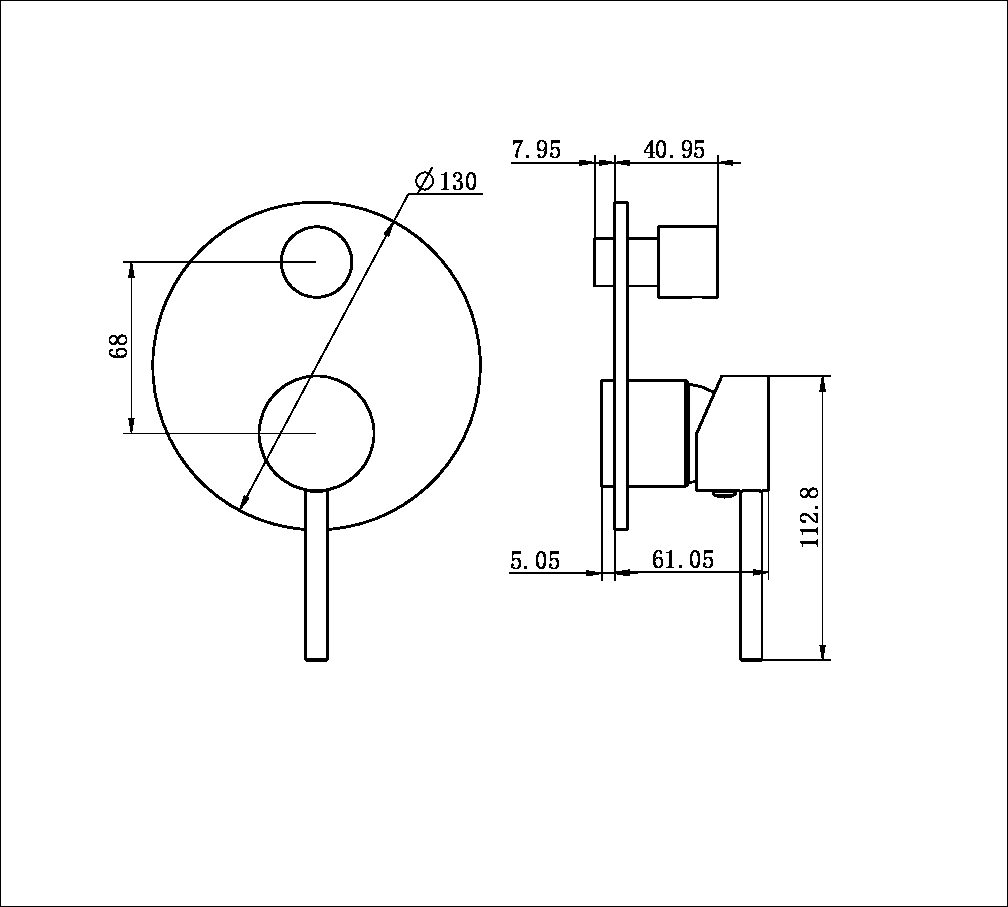 DOLCE SHOWER MIXER WITH DIVERTOR TRIM KITS ONLY BRUSHED GOLD (NR250811atBG)
