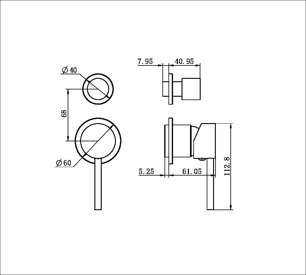 DOLCE SHOWER MIXER WITH DIVERTOR SEPARATE BACK PLATE TRIM KITS ONLY BRUSHED GOLD (NR250811etBG)