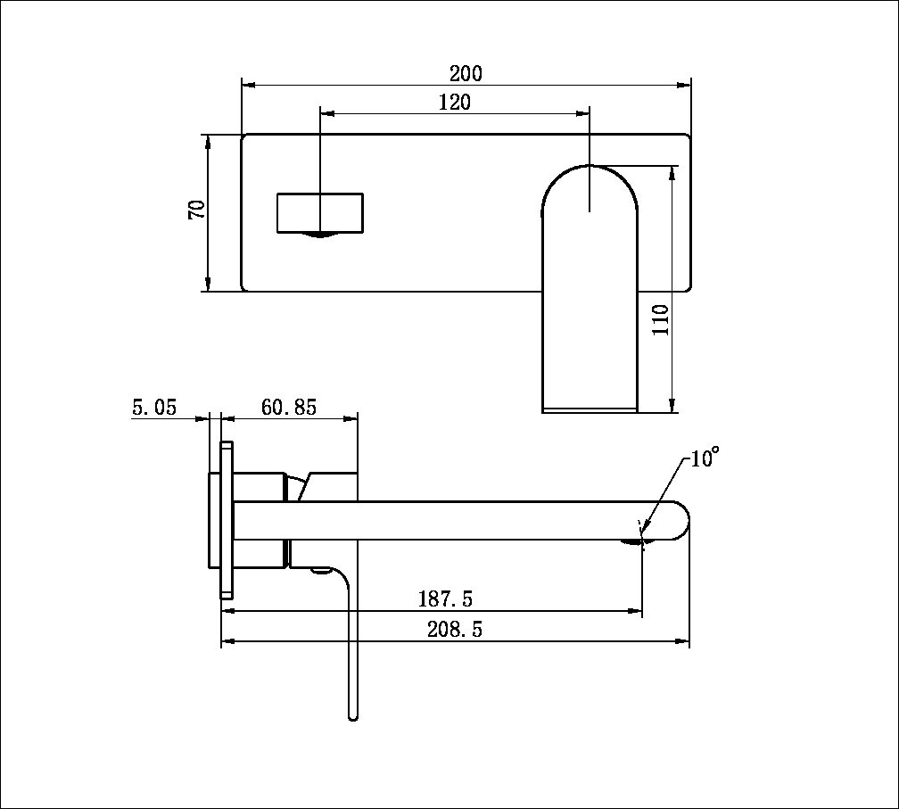 BIANCA WALL BASIN/BATH MIXER 187MM TRIM KITS ONLY BRUSHED GOLD (NR321510atBG)
