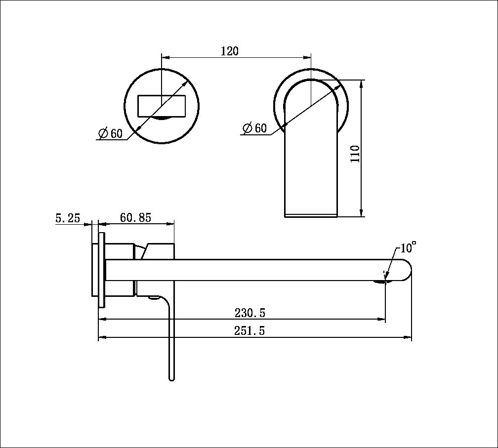 BIANCA WALL BASIN/BATH MIXER 230MM SEPARATE BACK PLATE TRIM KITS ONLY BRUSHED GOLD (NR321510ftBG)