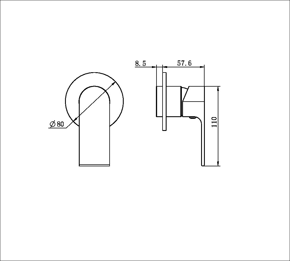 BIANCA SHOWER MIXER WITH ROUND PLATE TRIM KITS ONLY MATTE BLACK (NR321511dtMB)