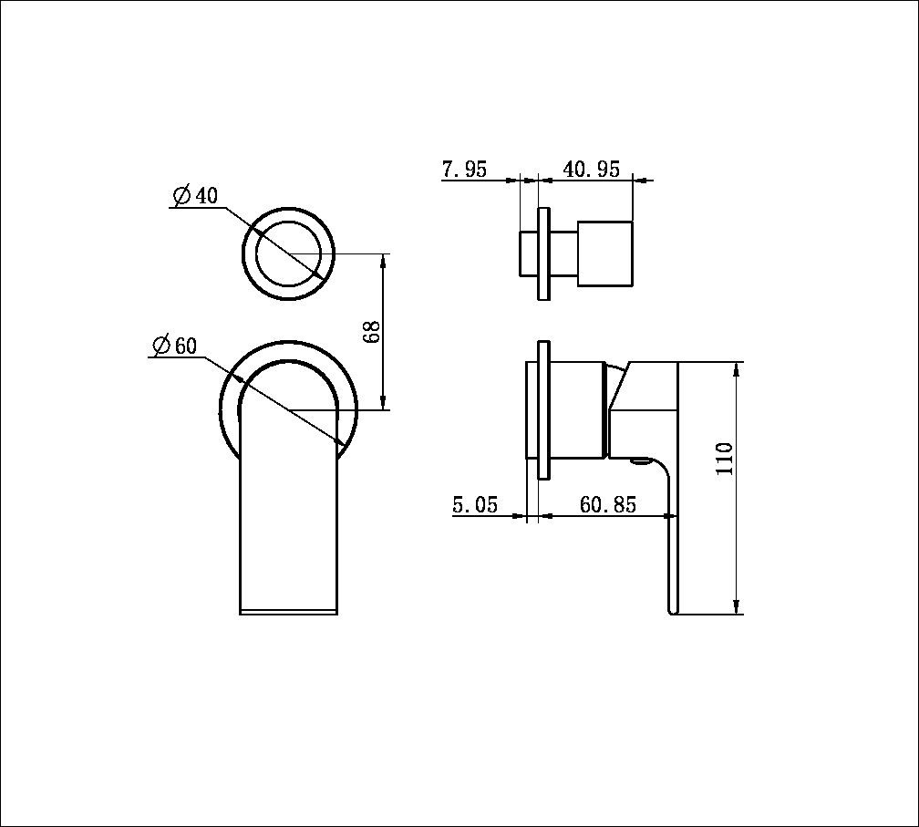 BIANCA SHOWER MIXER WITH DIVERTOR SEPARATE BACK PLATE TRIM KITS ONLY BRUSHED NICKEL (NR321511gtBN)