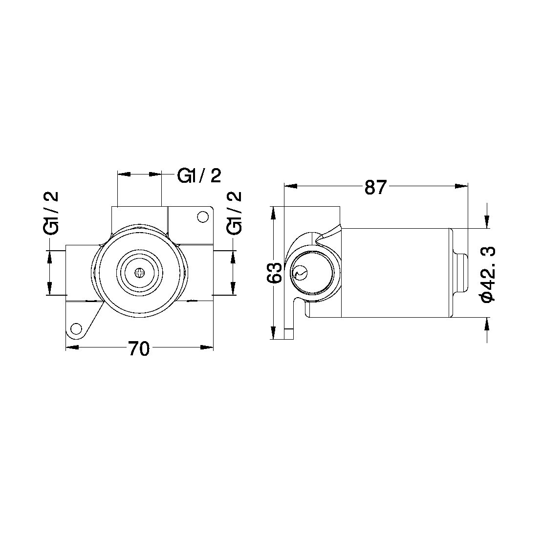 PREMIUM 35MM UNIVERSAL SHOWER MIXER HANDLE UP BODY ONLY (NRUB002AP)