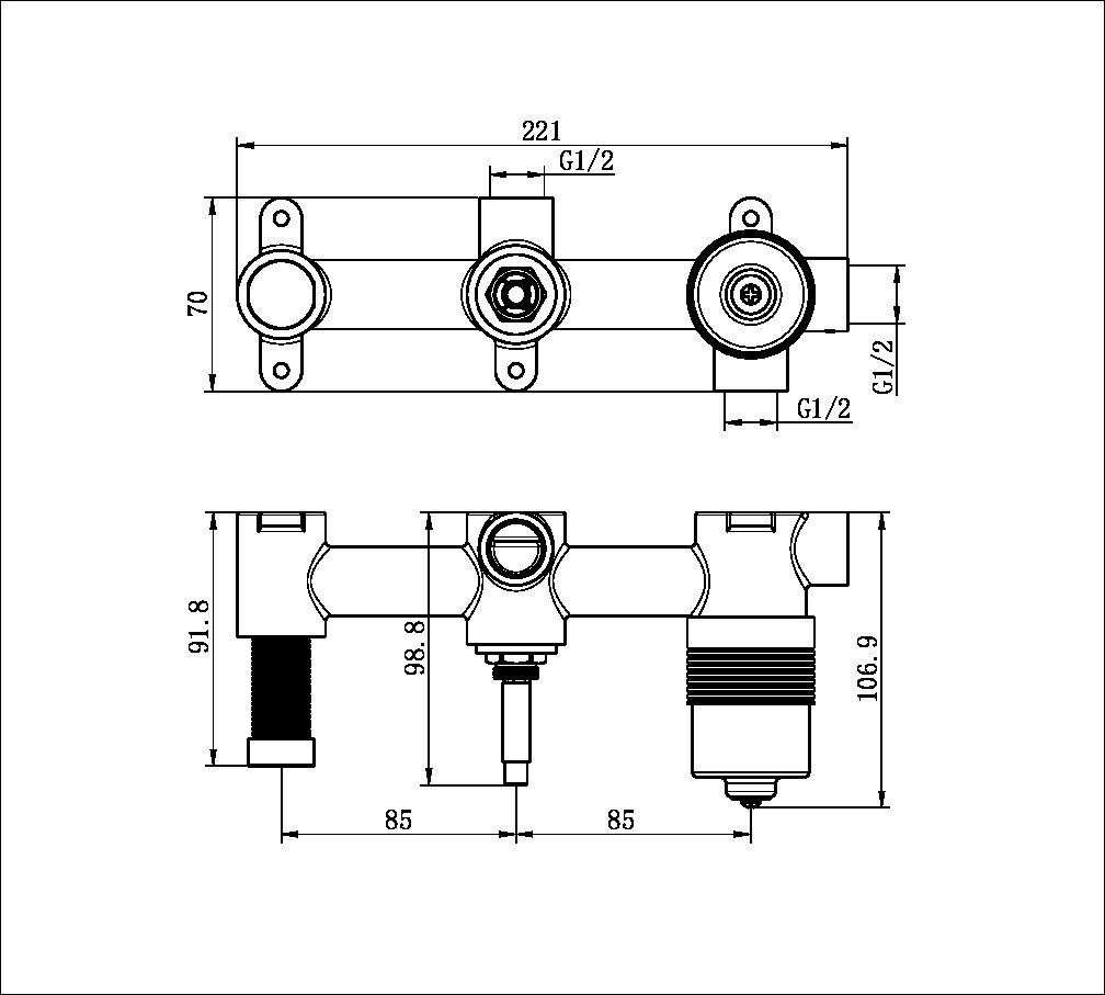 PREMIUM 35MM UNIVERSAL SHOWER SYSTERM BODY ONLY (NRUB004P)