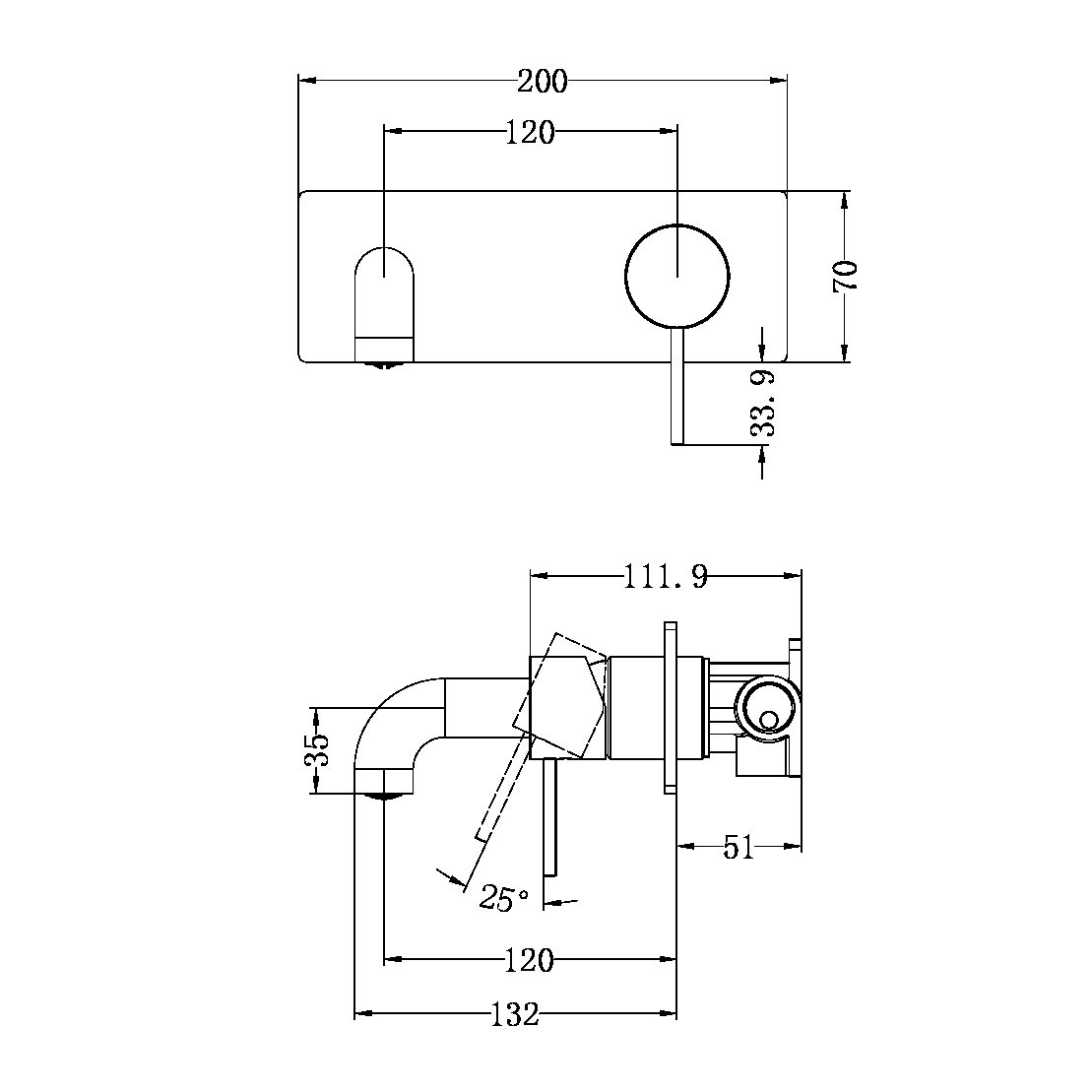 MECCA WALL BASIN/BATH MIXER 120/160/185/230/260MM SPOUT GUN METAL (NR221910a120/160/185/230/260GM)