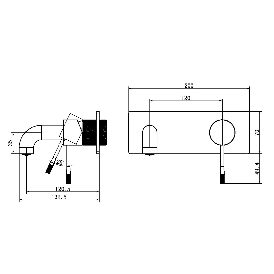 NR251907A120 OPAL WALL BASIN/BATH MIXER WALL MOUNTED FAUCET 120/160/185/230/260 MM SPOUT GRAPHITE (NR251907a120/160/185/230/260GR)