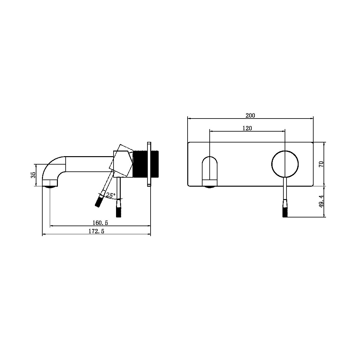 NR251907A160 OPAL WALL BASIN/BATH MIXER WALL MOUNTED FAUCET 120/160/185/230/260 MM SPOUT GRAPHITE (NR251907a120/160/185/230/260GR)