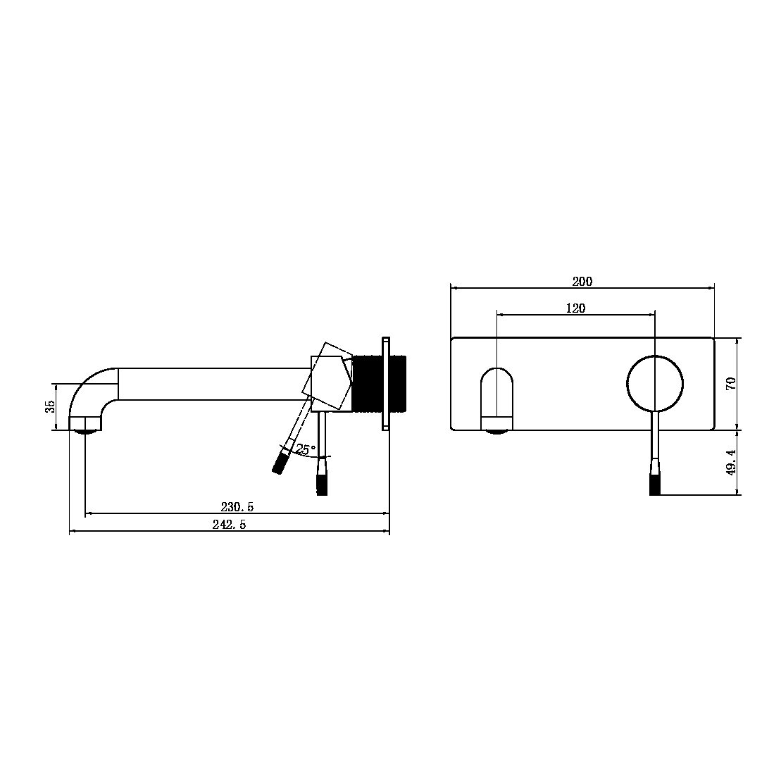 NR251907A230 OPAL WALL BASIN/BATH MIXER WALL MOUNTED FAUCET 120/160/185/230/260 MM SPOUT GRAPHITE (NR251907a120/160/185/230/260GR)