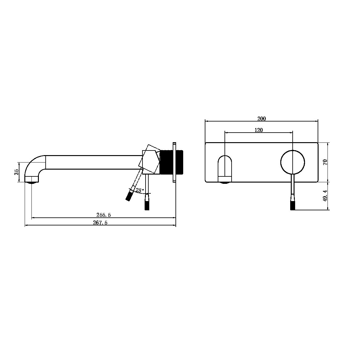 NR251907A260 OPAL WALL BASIN/BATH MIXER WALL MOUNTED FAUCET 120/160/185/230/260 MM SPOUT GRAPHITE (NR251907a120/160/185/230/260GR)