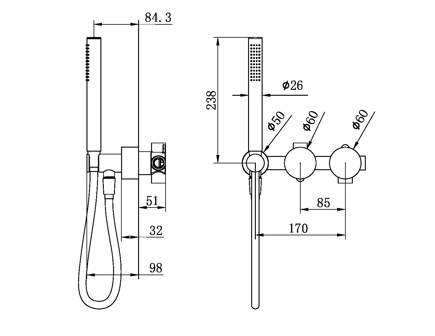 KARA PROGRESSIVE SHOWER SYSTEM SEPARATE PLATE SHOWER FAUCET SET WITH 2 HANDLES CHROME (NR271903dCH)