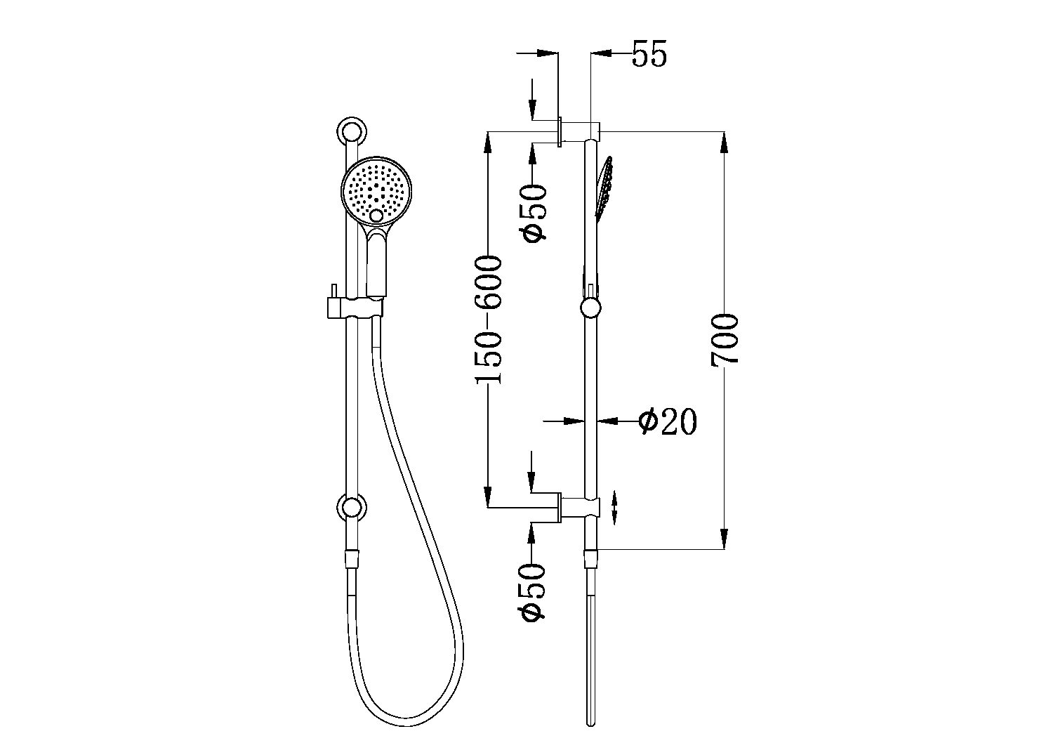 3 FUNCTION RAIL SHOWER CHROME (NR314CH)