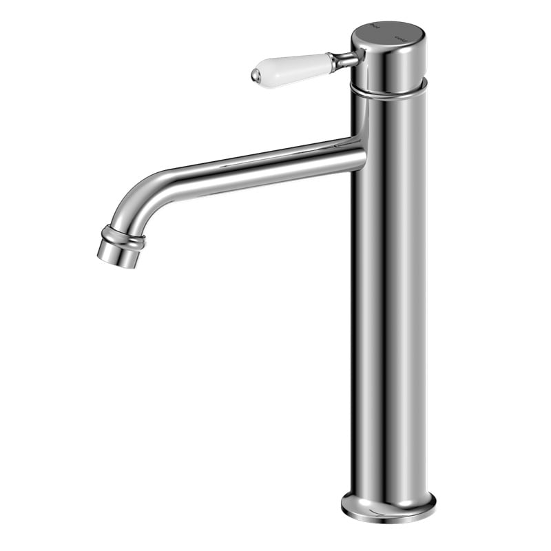 YORK STRAIGHT TALL BASIN MIXER WITH WHITE PORCELAIN LEVER BATHROOM ...