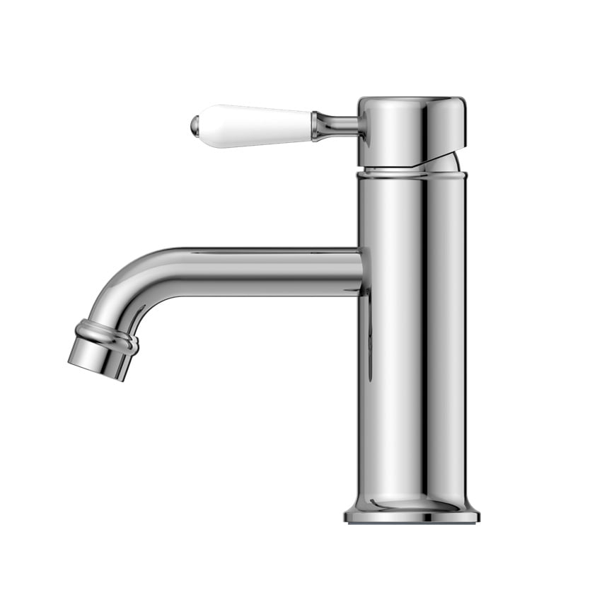 YORK STRAIGHT BASIN MIXER TAPS WITH WHITE PORCELAIN LEVER BATHROOM FAUCETS CHROME (NR692101B01CH ...